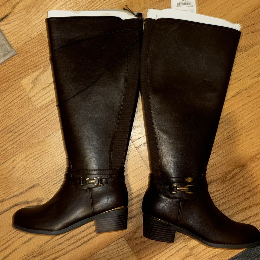 Liz Claiborne Riding Boots women size 5 wide coffee bean color leather NWT - Picture 6 of 8